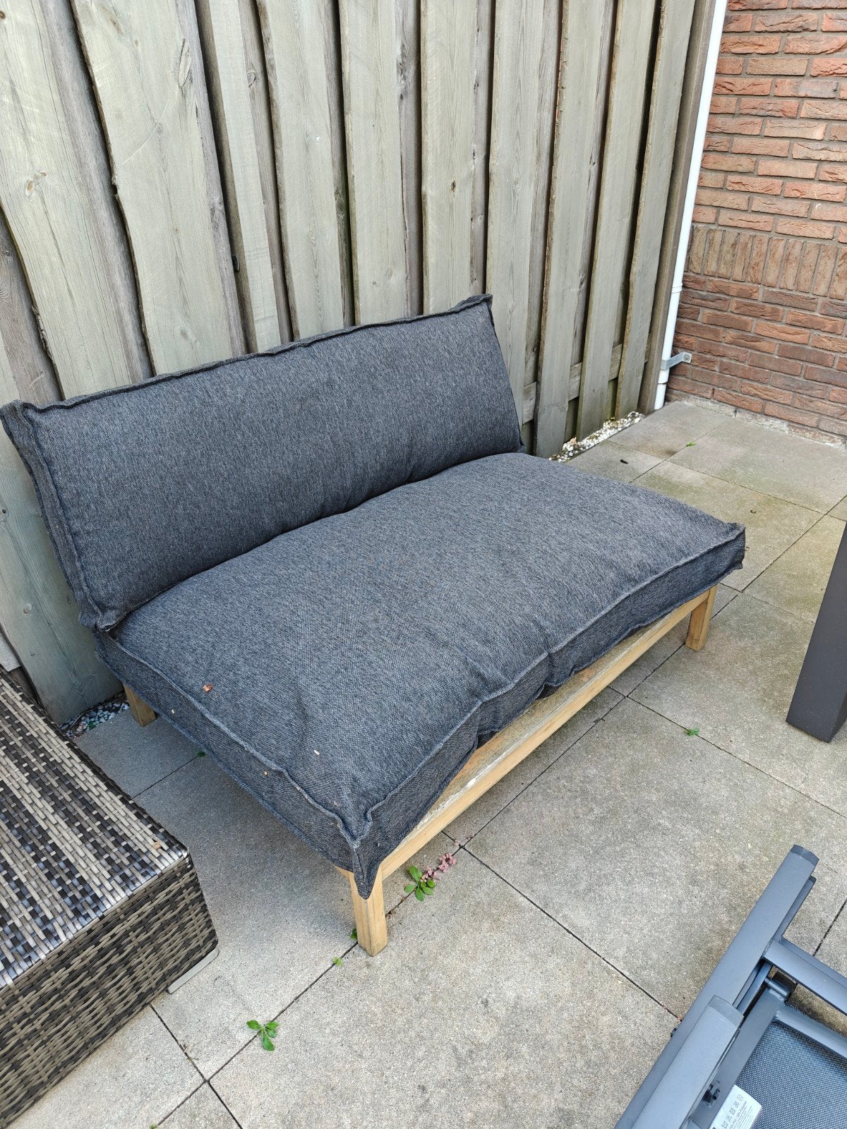 Palletbank met kussens, Ophalen, Gebruikt, Hout