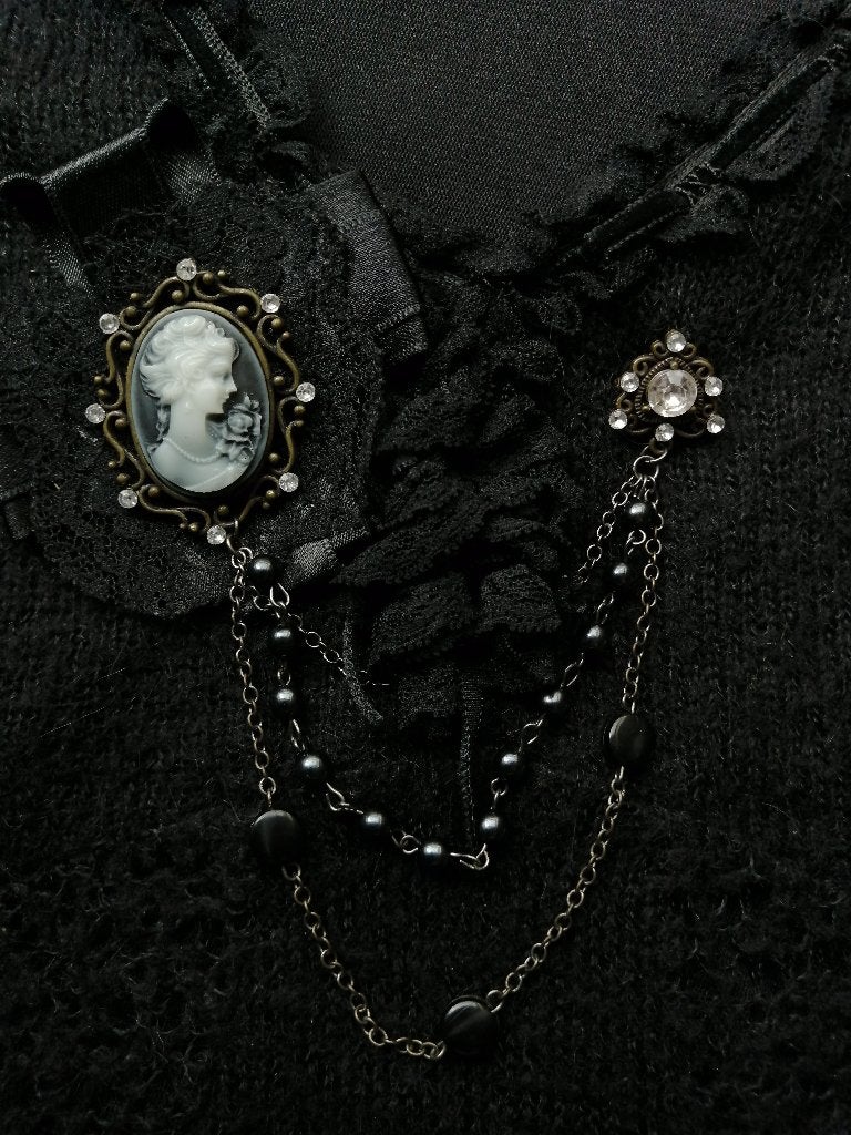 Korte Jurk met Broche - Maat S / M / 36 / 38 - Vintage Look, Kleding | Dames, Tuzzi, Verzenden, Zwart, Zo goed als nieuw