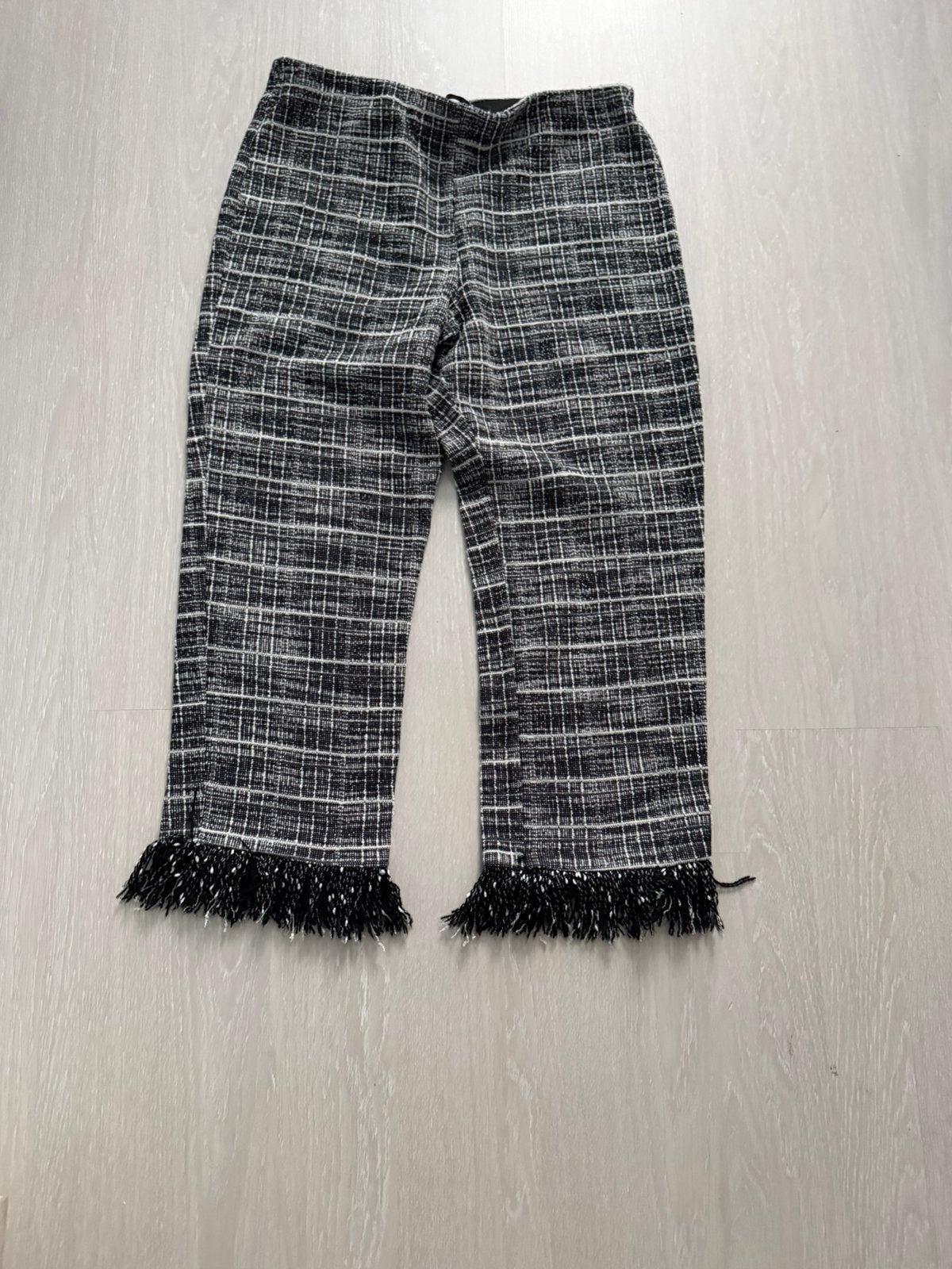 Zara Trafaluc geruite broek met franjes - Maat M, Maat 38/40 (M), Zwart, Ophalen of Verzenden, Zo goed als nieuw