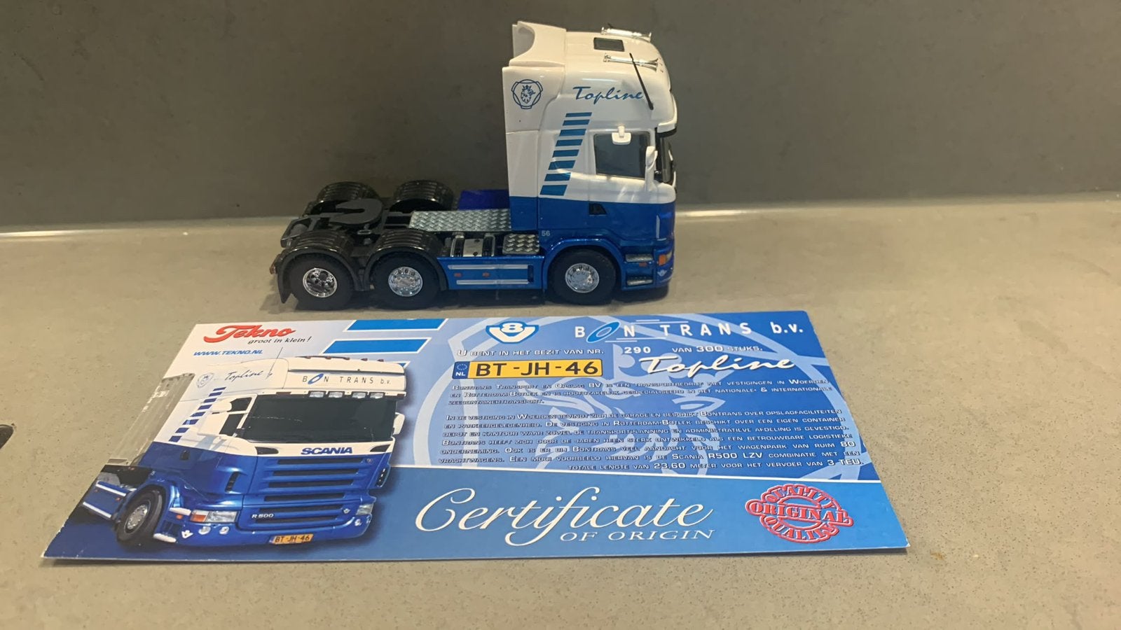 Tekno Scania Bon trans, Ophalen of Verzenden, Zo goed als nieuw, Bus of Vrachtwagen, Tekno