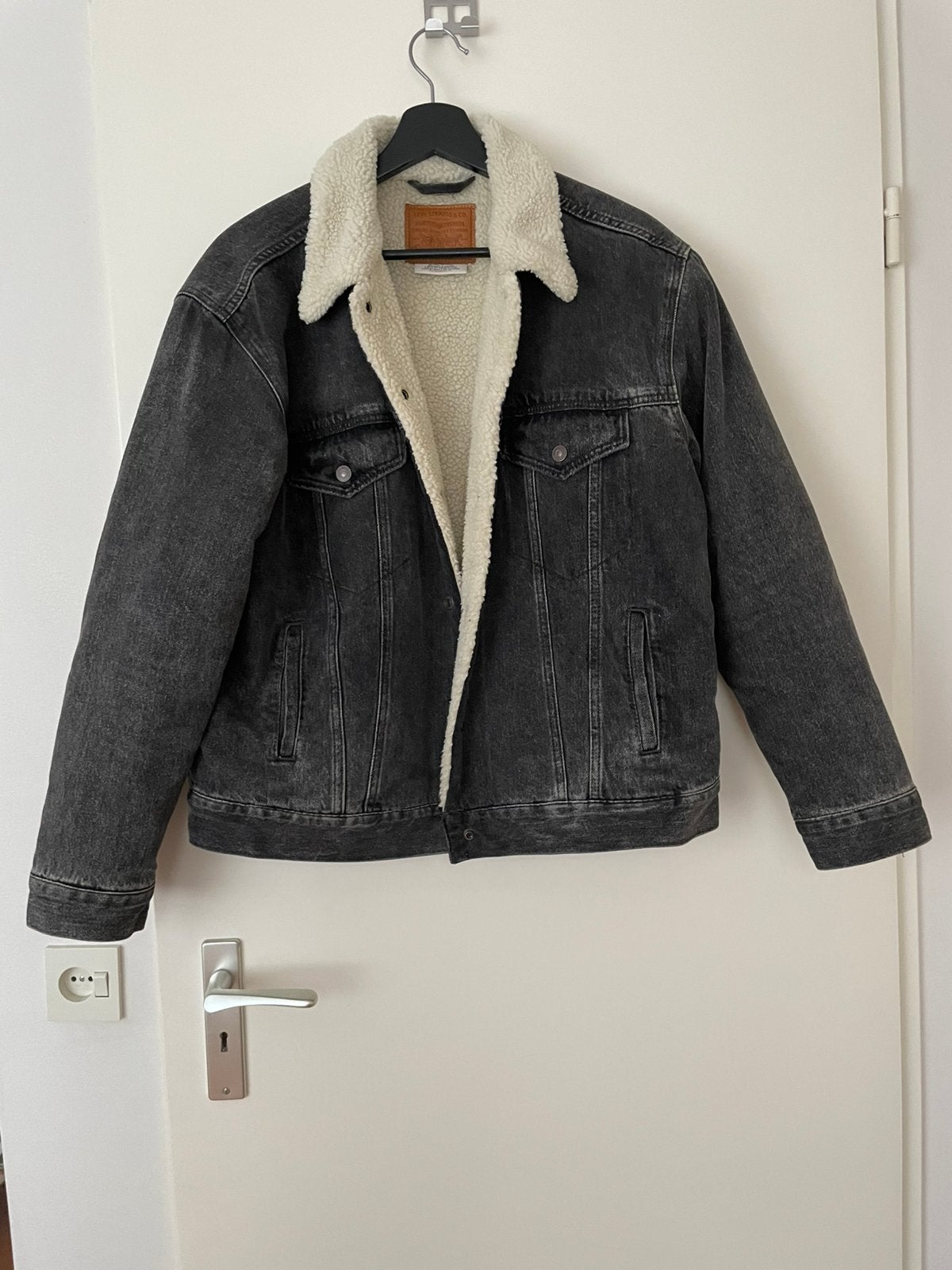 Levi’s jack jas, gevoerd, zwart/grijs, Kleding | Dames, Ophalen of Verzenden, Zo goed als nieuw, Maat 42/44 (L), Zwart