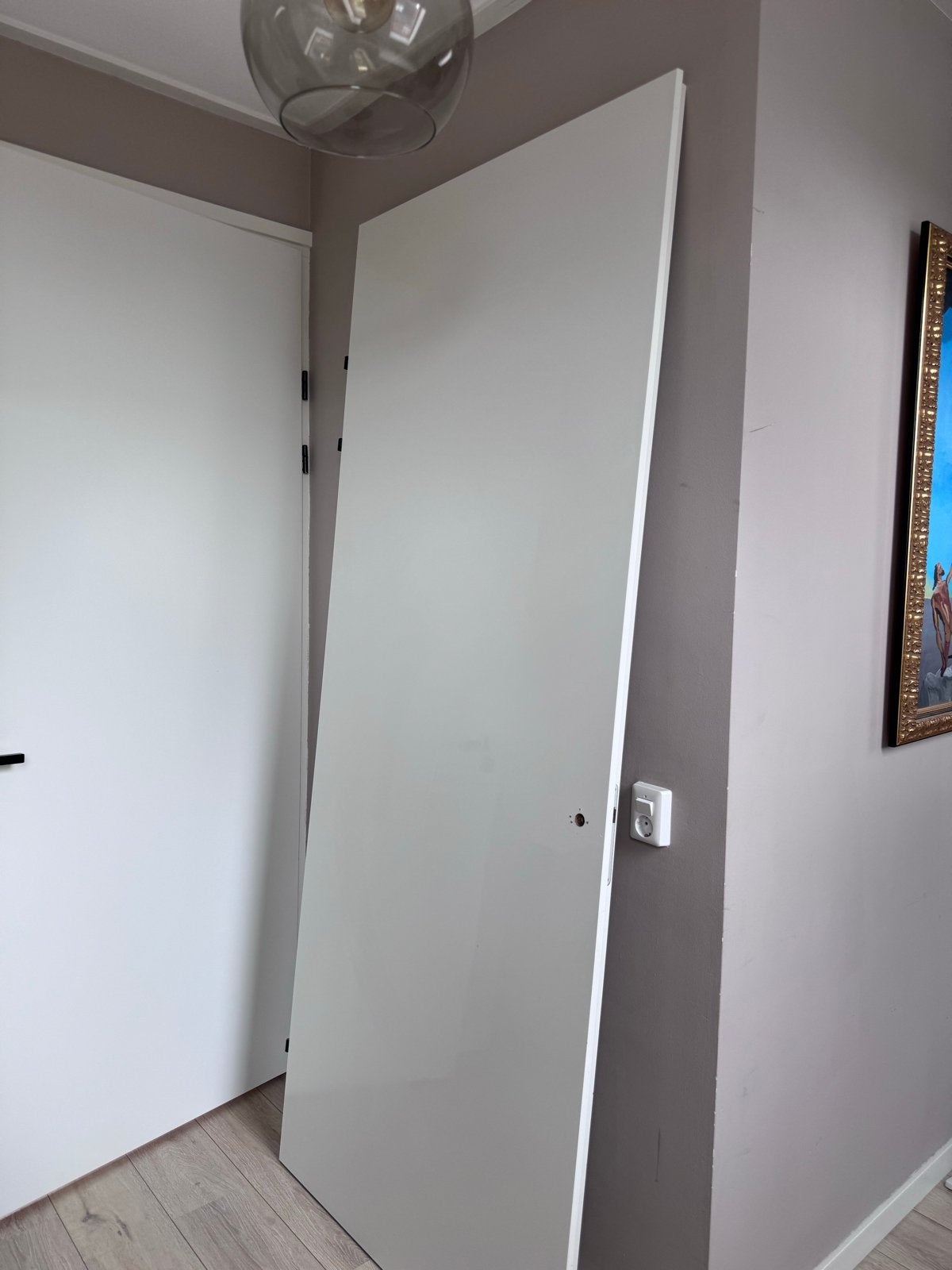 Opdekdeur met Nemef slot en scharnieren 231,5x93, Ophalen, Gebruikt, 80 tot 100 cm, 215 cm of meer