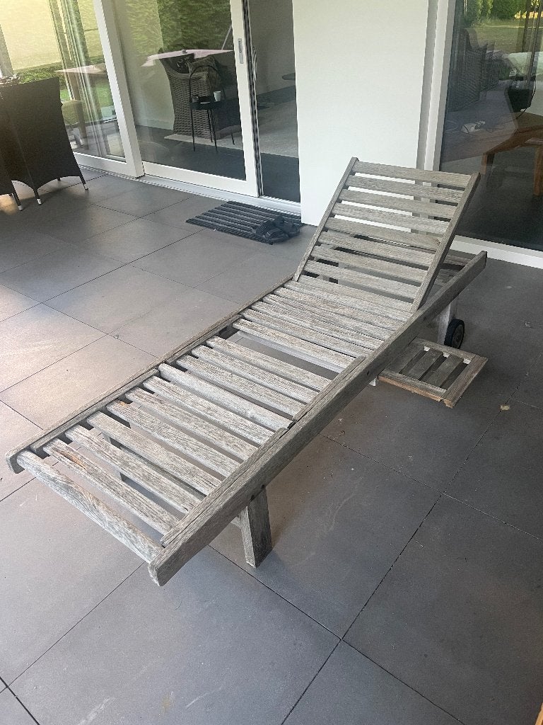 Ligbed of zonnebed van teak, Ophalen, Gebruikt, Teakhout, Verstelbaar