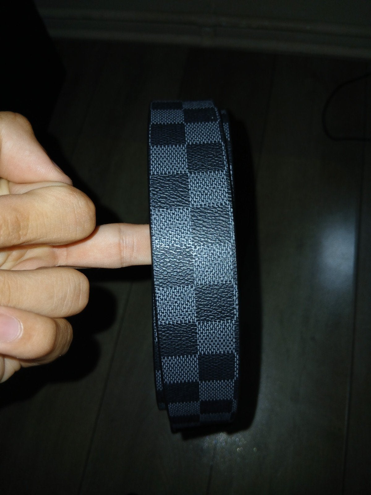 Louis Vuitton riem met Damier Graphite patroon, Ophalen, Zwart, Louis Vuitton, Heupriem