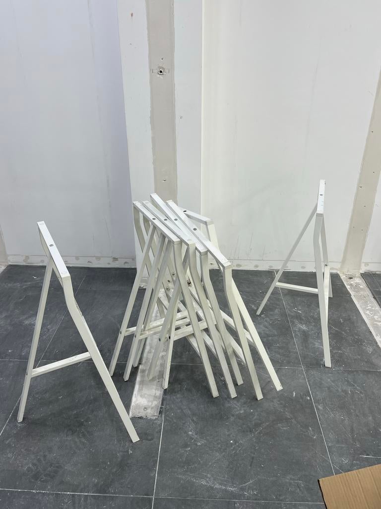 Set van 7 witte schragen - ideaal voor werkblad of tafel, Ophalen, Tafelpoot, Gebruikt, Minder dan 50 cm