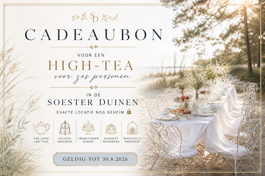Cadeaubon High-Tea, Tickets en Kaartjes, Kortingen en Cadeaubonnen, Drie personen of meer, Cadeaubon, Overige typen