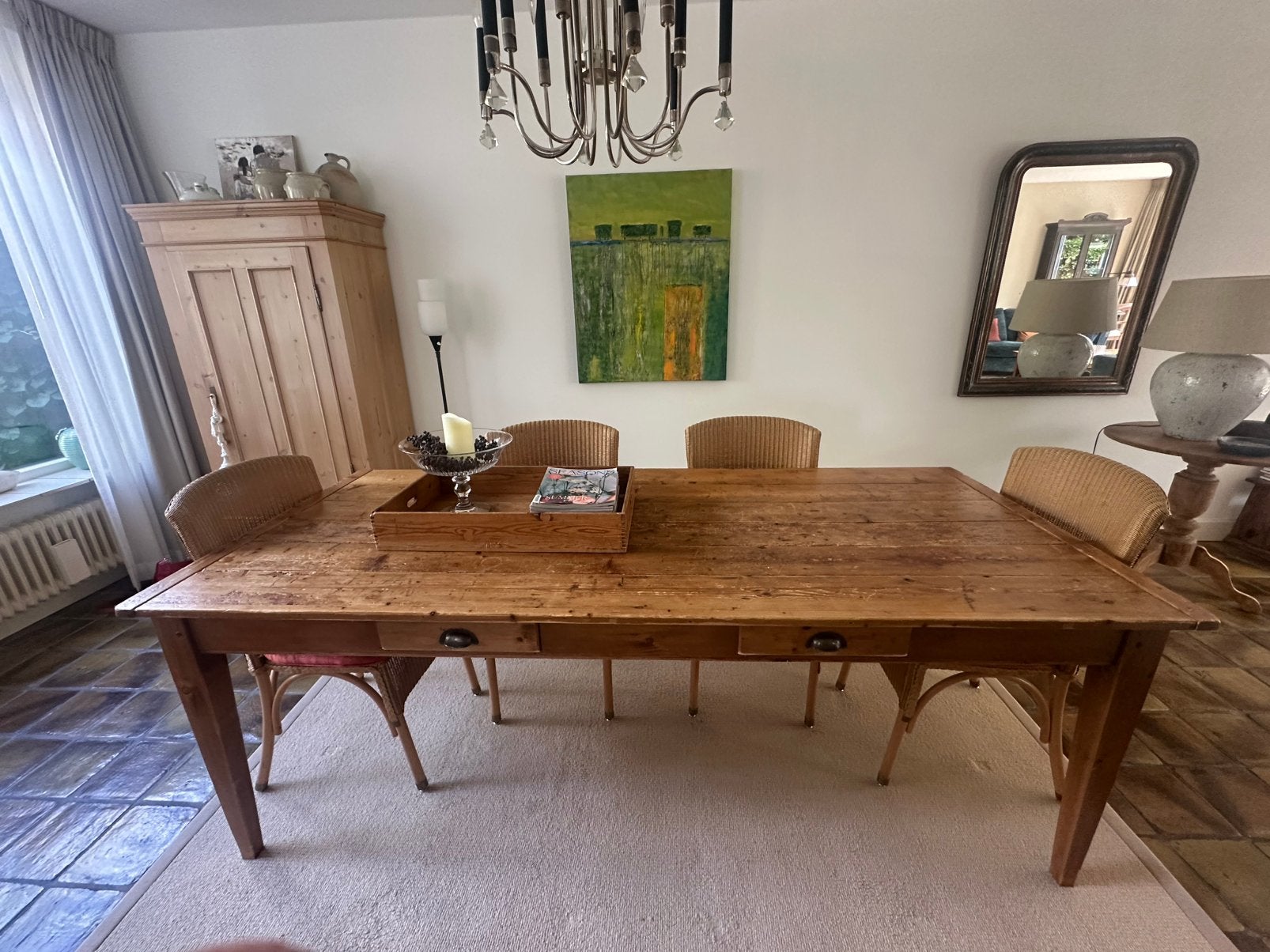 Eettafel, Huis en Inrichting, Tafels | Eettafels, Ophalen, Gebruikt, Rustiek, 200 cm of meer