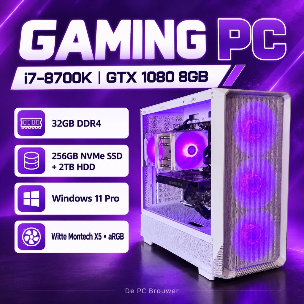 Gaming-pc | i7-8700K | GTX 1080 8GB | 32GB | aRGB, Computers en Software, 32 GB, 2.05TB, Refurbished, Ophalen of Verzenden