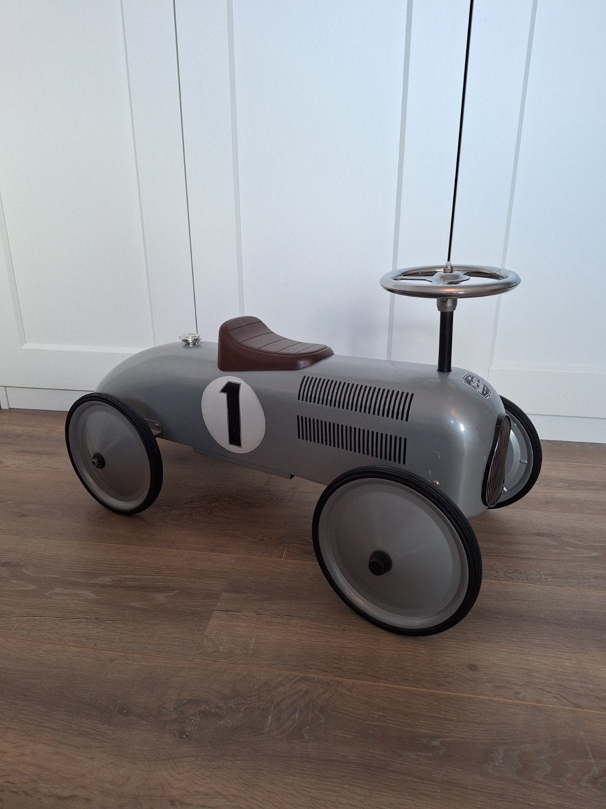 Retro Roller Loopauto Zilver - Zo goed als nieuw, Ophalen, Zo goed als nieuw, Loopvoertuig