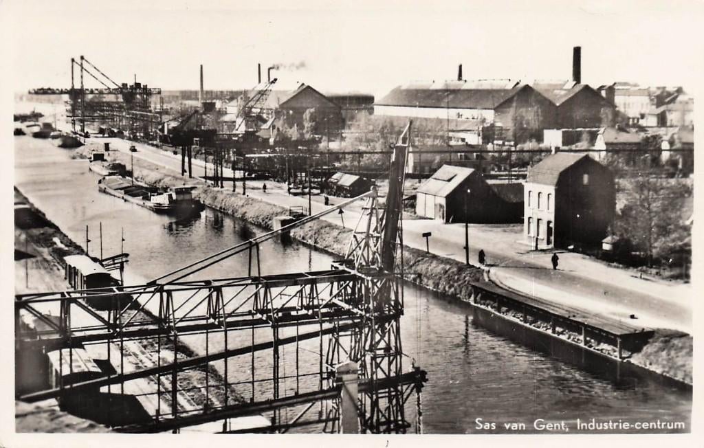 JO376 Sas van Gent Industrie-centrum 1956, Ophalen of Verzenden, 1940 tot 1960, Gelopen, Zeeland