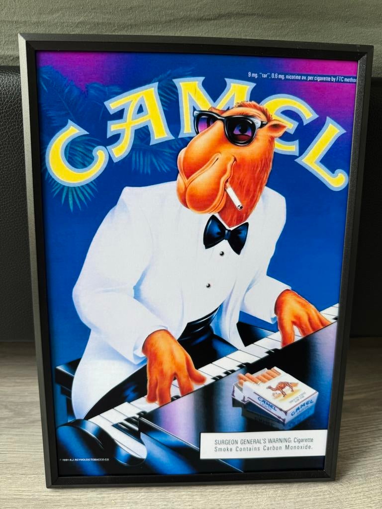 Camel Poster Ingelijst 21x30cm, Verzamelen, Met lijst, A4 of kleiner, Ophalen of Verzenden, Reclame
