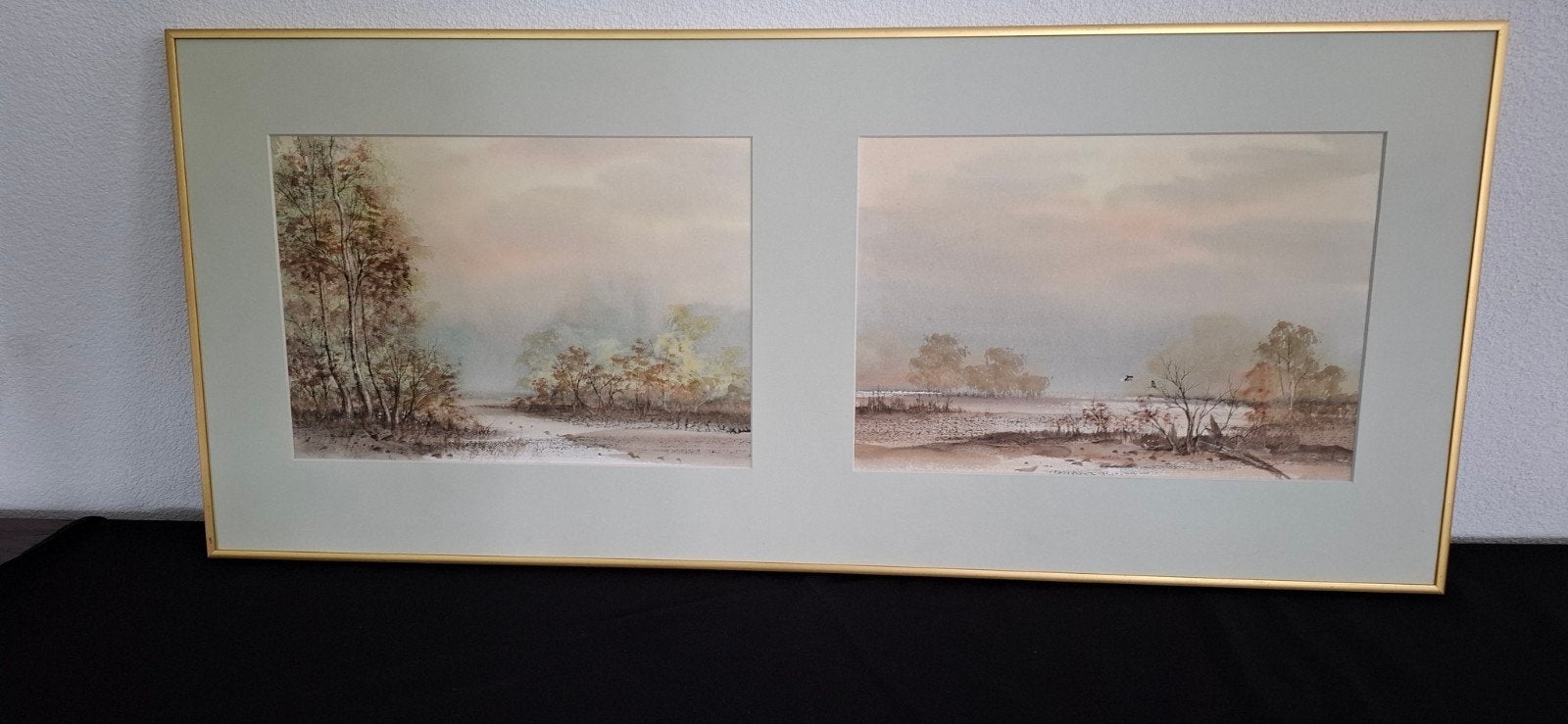 Sfeervol Aquarel Landschap - Ingelijst, Ophalen, Landschap, Aquarel, Papier