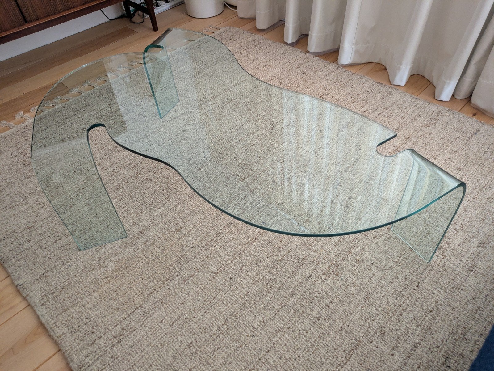 Fiam vintage glazen design salontafel Hans von Krier 1980's, Gebruikt, 100 tot 150 cm, 50 tot 100 cm, Glas