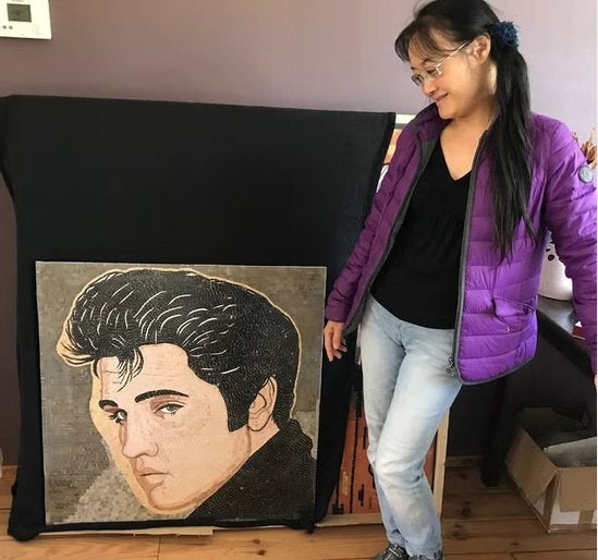 Elvis mozaiek met de hand gemaakt 80 x 80 cm, Ophalen of Verzenden
