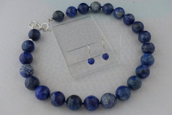 LAPIS LAZULI (16 mm) ketting/oorhanger-set, Sieraden, Tassen en Uiterlijk, Kettingen, Blauw, Nieuw, Verstelbaar, Ophalen of Verzenden