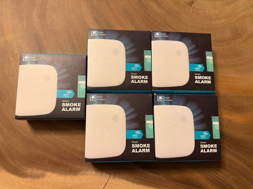 Rookalarm smart, wifi rookmelder 5 stuks, Ophalen, Detector, Sensor of Melder, Draadloos, Zo goed als nieuw