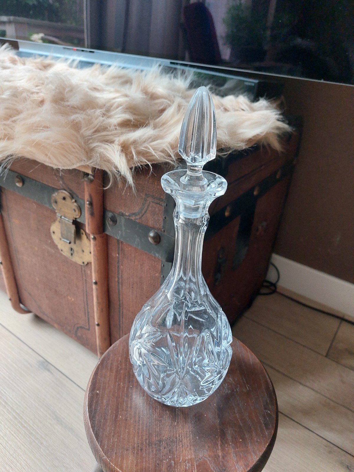 Kristallen karaf, Ophalen of Verzenden, Zo goed als nieuw, Minder dan 25 cm, Rond