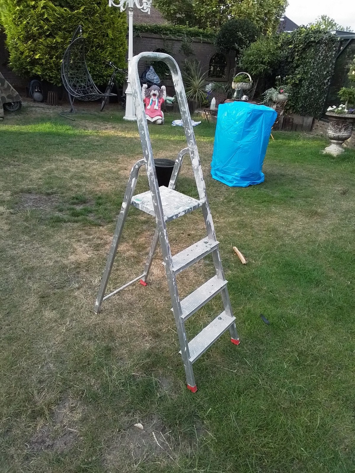 15527) stevige gebruikte alluminium trap stahoogte 83cm, Ophalen of Verzenden, Gebruikt, Minder dan 2 meter