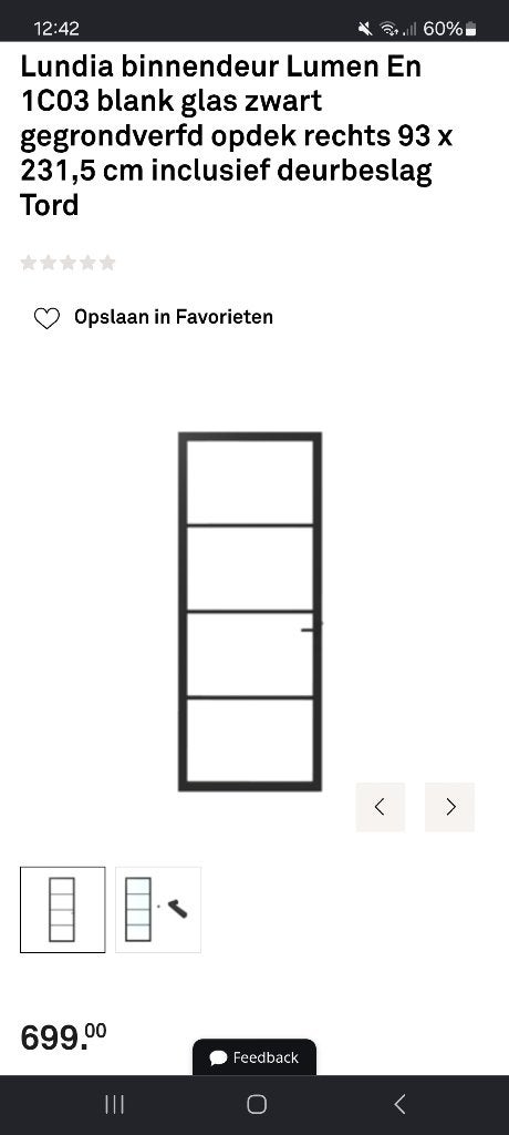 Lundia staallook houten binnendeur, Ophalen, 80 tot 100 cm, 215 cm of meer, Binnendeur