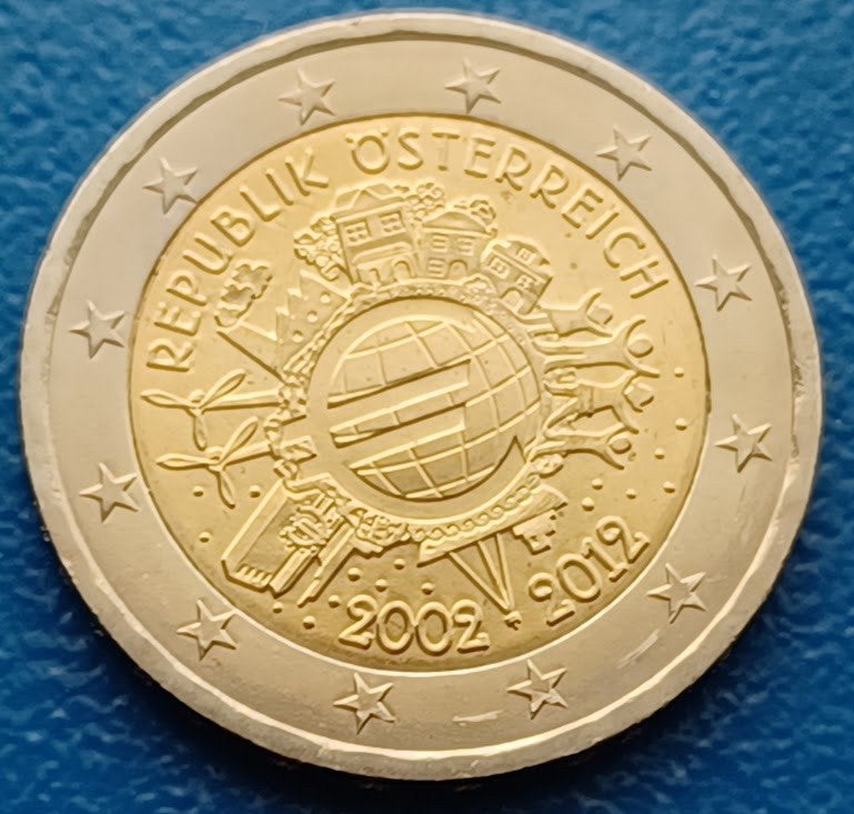 Oostenrijk 2 Euro "10 Jaar Euro" - 2012 UNC, Postzegels en Munten, Munten | Europa | Euromunten, Verzenden, Oostenrijk, 2 euro
