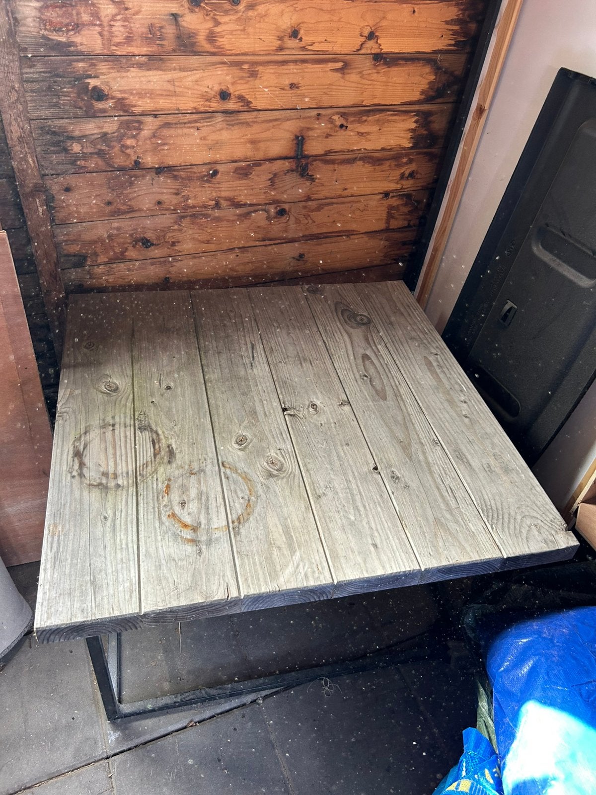 Terras tafel voor buiten, Tuin en Terras, Ophalen of Verzenden, Zo goed als nieuw, Rechthoekig, Hout