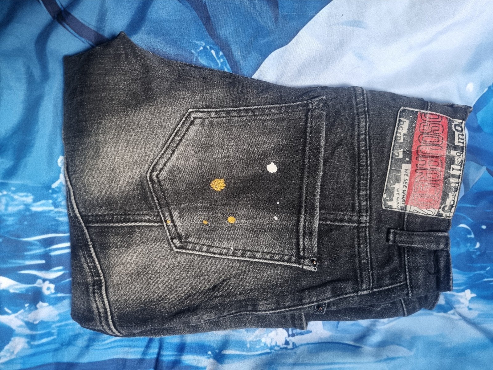 Dsquared2 Jeans - Maat 46 - Zwart met verfspatten, Dsquared2, Zwart, W32 (confectie 46) of kleiner, Ophalen of Verzenden