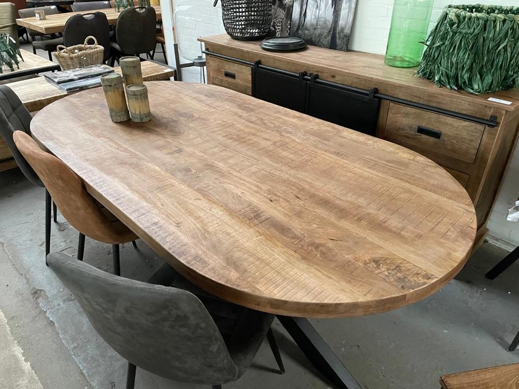 Magazijn Leegverkoop Eettafel deens ovaal mangohout matrix, Hout, Nieuw, Ophalen of Verzenden, Info@wkhome.nl