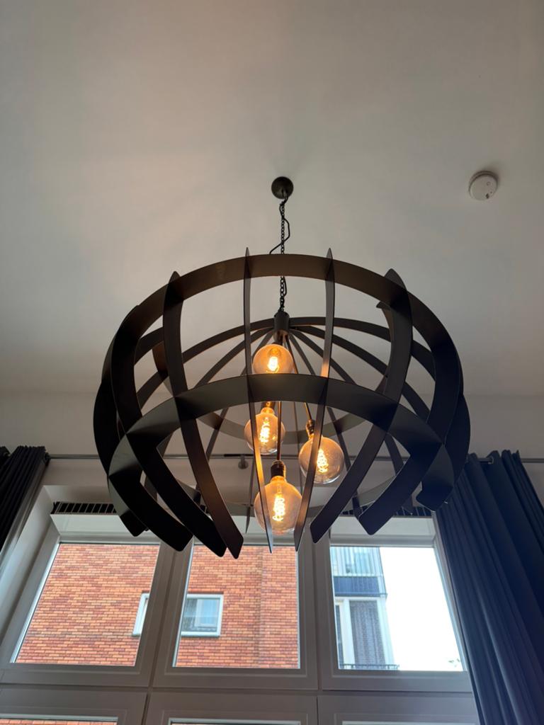 Hanglamp Terra Ø 100 cm kleur Platinum, Huis en Inrichting, Lampen | Hanglampen, Ophalen, Zo goed als nieuw, Metaal