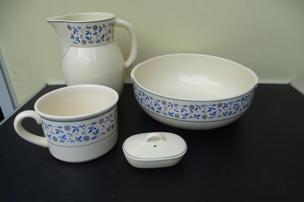 Lampetset, creme met blauwe bloem, Ophalen