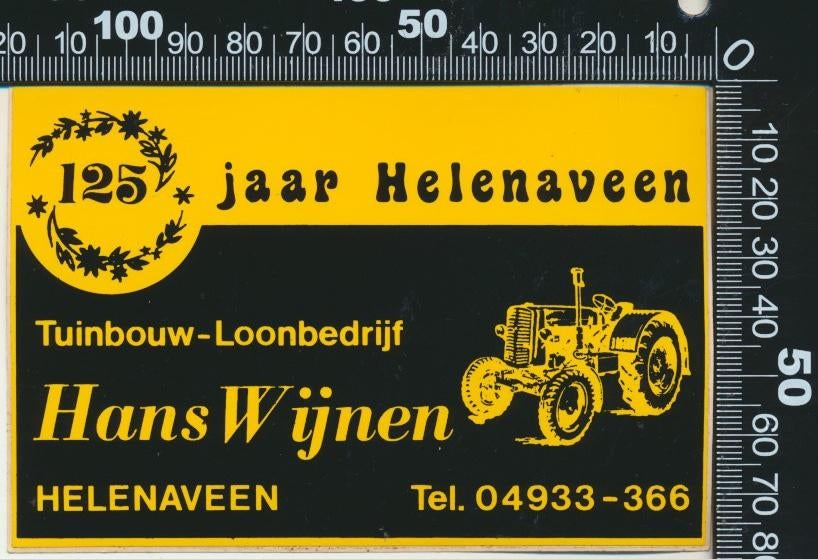 Sticker: Hans Wijnen Tuinbouw Loonbedrijf - Helenaveen, Ophalen of Verzenden, Zo goed als nieuw, Bedrijf of Vereniging