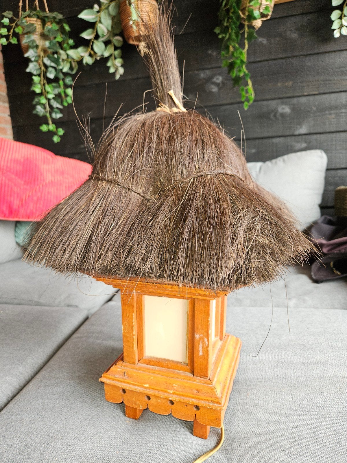 Unieke staande lamp Afrikaanse hut stijl - 60 cm hoog, Ophalen