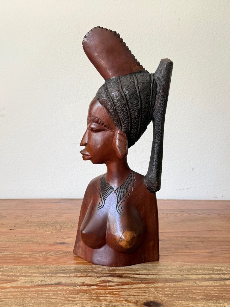 Beeld  - Hout - handgestoken - vrouw - West Afrika, Houtsnijwerk, Ophalen of Verzenden, Handgemaakt, 20 - 50 cm