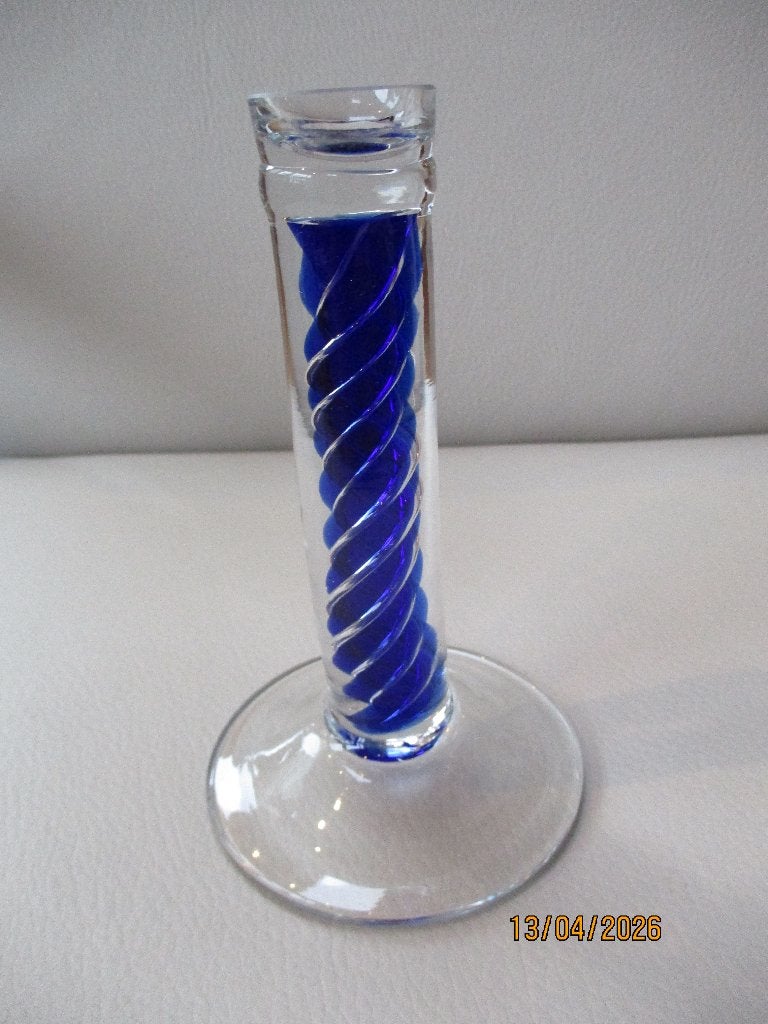 Zweden - kandelaar - glas, Overige materialen, Blauw, Ophalen of Verzenden, Zo goed als nieuw