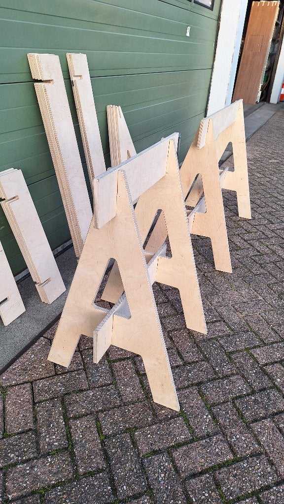 houten Schragen 70 / 120 cm breed 4 stuks, Ophalen, Gebruikt, 70 tot 120 cm, Industriepark 2a 9351PA Leek