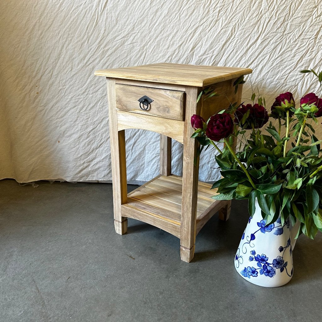 ladekastje - massief teak 37 x 37 cm 1 lade - Gratis bezorgd, TTM Wonen, Meubels – (Perzische) Tapijten en Woonaccessoires, Minder dan 50 cm