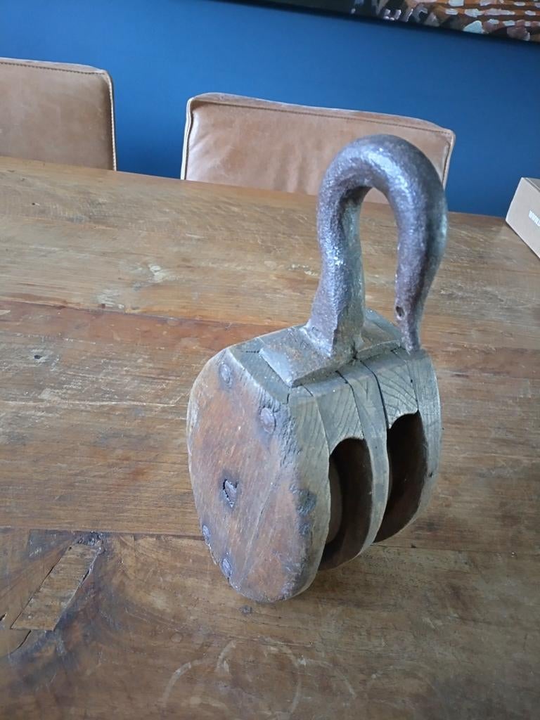 Houten katrol, Ophalen of Verzenden