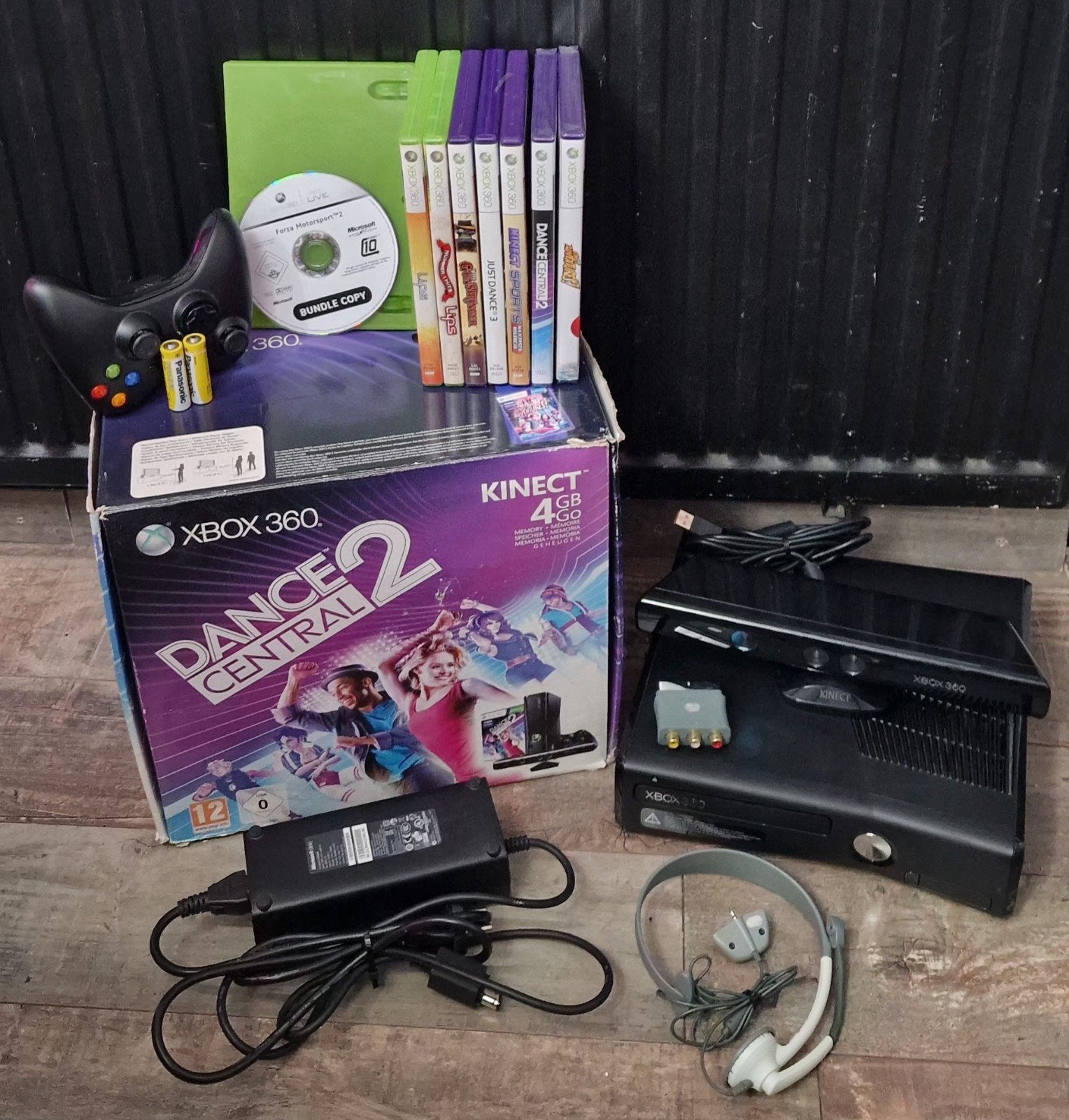 Xbox 360 S + Kinect + Originele Doos + 9 Games + Controller, 360 S, 4 GB, Ophalen of Verzenden, Zo goed als nieuw