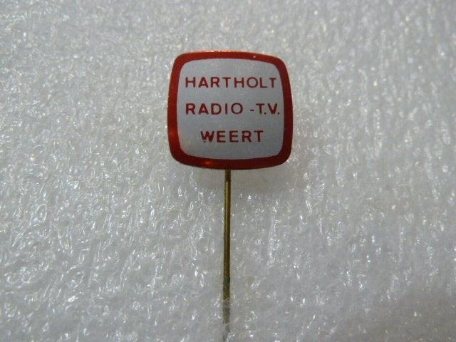 Vintage Speldje Hartholt Radio-T.V. Weert, Ophalen of Verzenden, Gebruikt, Overige onderwerpen, Speldje of Pin