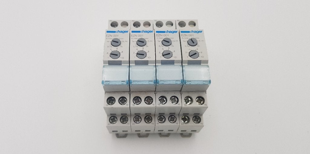 Hager Groepenkast tijdrelais EZN001 dinrail 1 module (4x), Gebruikt, Onbekend, Ophalen of Verzenden, Onbekend