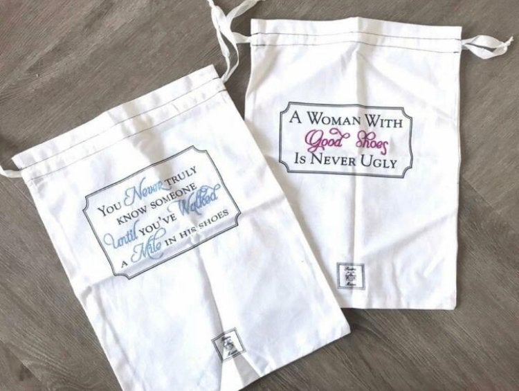 Riviera Maison Set van 2 schoenenzakken met leuke quotes, Ophalen of Verzenden, Nieuw, Wit, Overige typen
