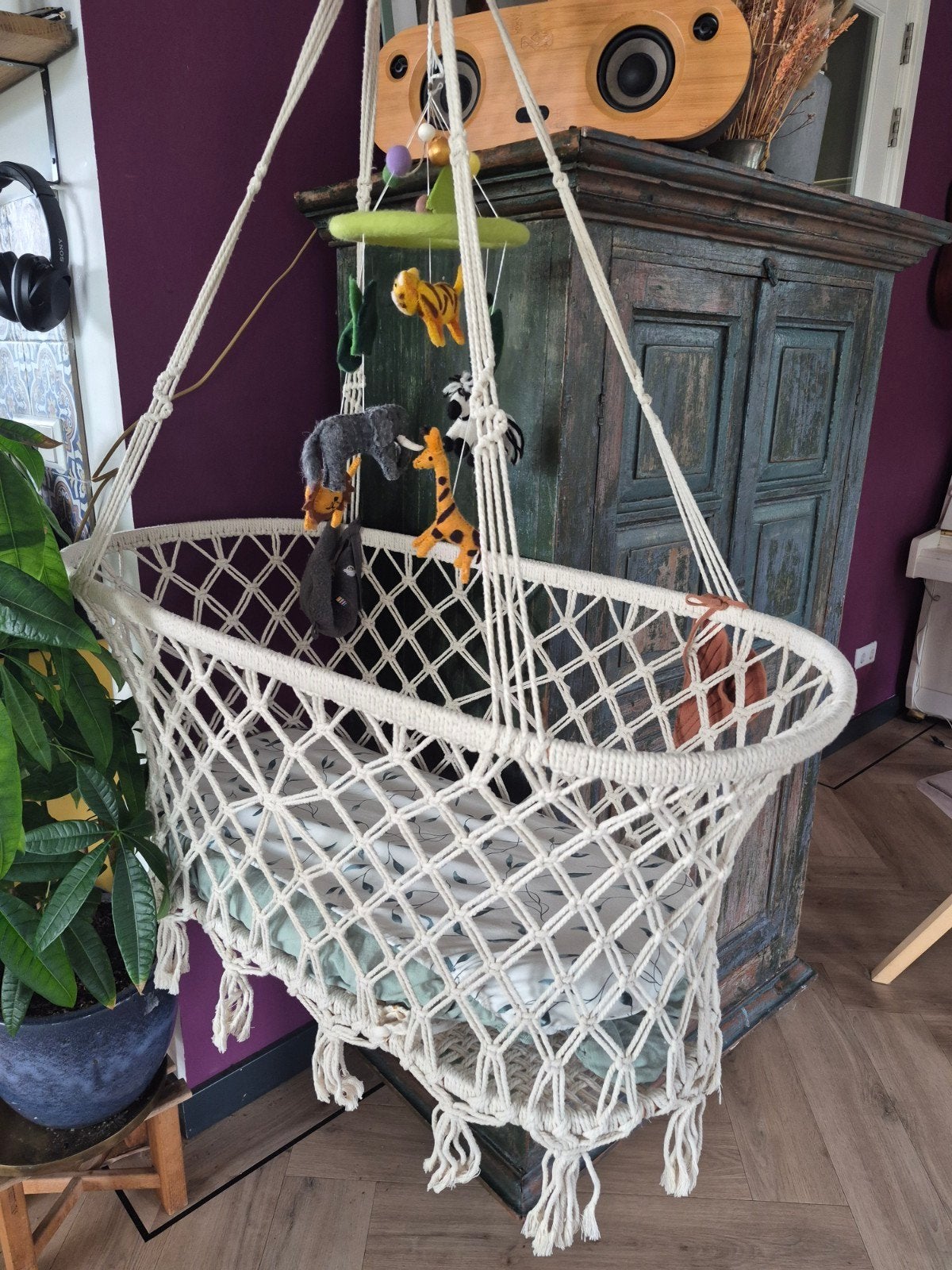 Hangwieg macrame boho in perfecte staat, Ophalen, Zo goed als nieuw, Wieg