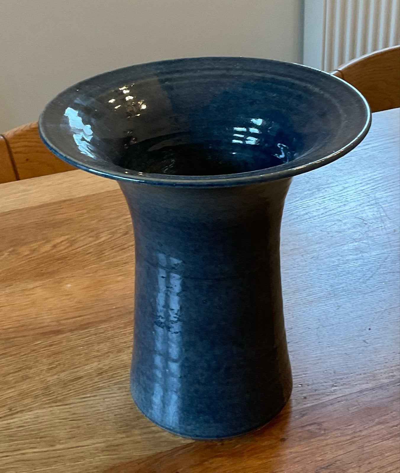 Vintage Keramische Vaas -- Blauw - K.F. de Leeuwe, Ophalen