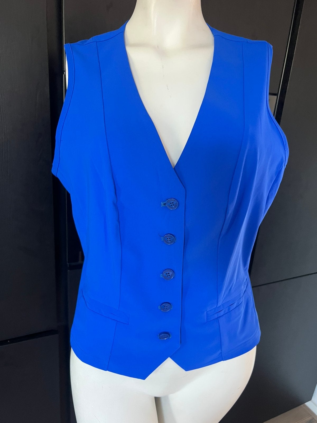 Nieuw travelstof spencer mouwloze blouse maat L koningsblauw, Blauw, Maat 42/44 (L), Nieuw, Ophalen of Verzenden