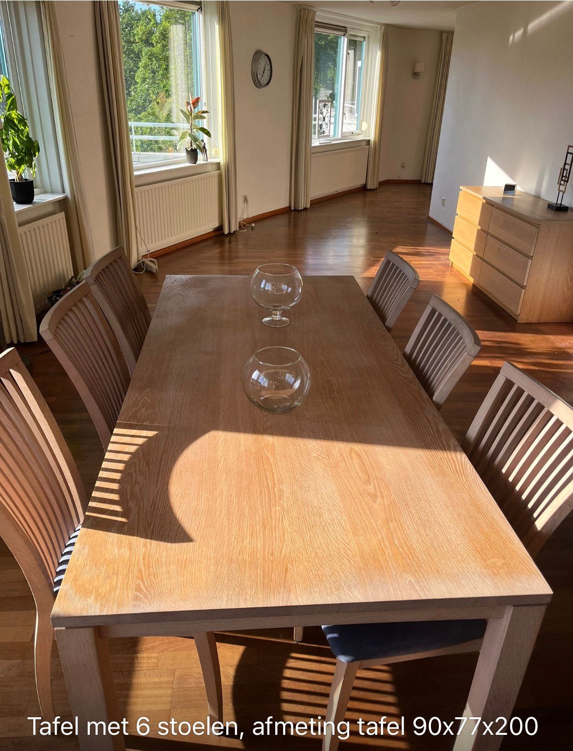 Tafel met zes stoelen, Ophalen, Gebruikt, 200 cm of meer, 50 tot 100 cm