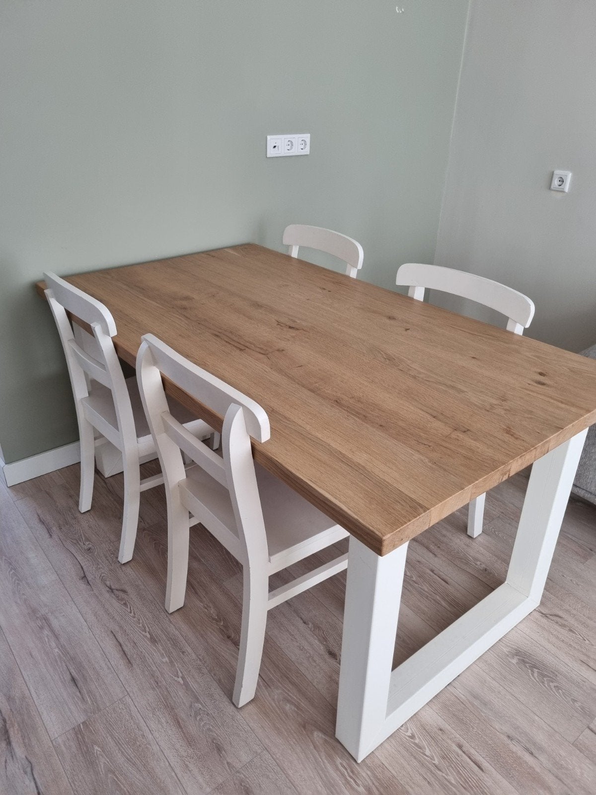 Te koop Eikenhout eettafel L.160 x B.90 x H.76, Ophalen, Gebruikt, Eikenhout, 50 tot 100 cm