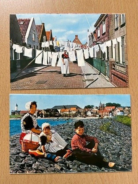 Urk - klederdracht - 2 krt voor € 0,65, Verzenden, 1960 tot 1980, Ongelopen, Flevoland