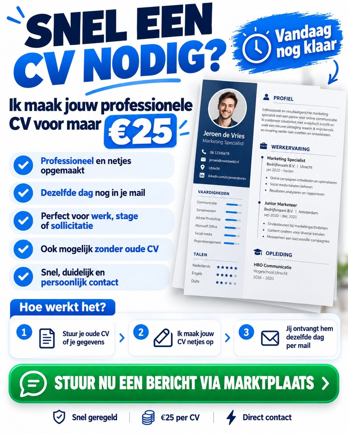 Nieuw CV nodig? Professioneel gemaakt voor maar €25, Diensten en Vakmensen