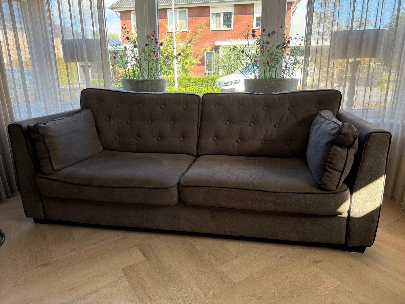 Comfortabele 4-persoons bank - Doe een leuk bod!, Ophalen, Gebruikt, Rechte bank, Stof