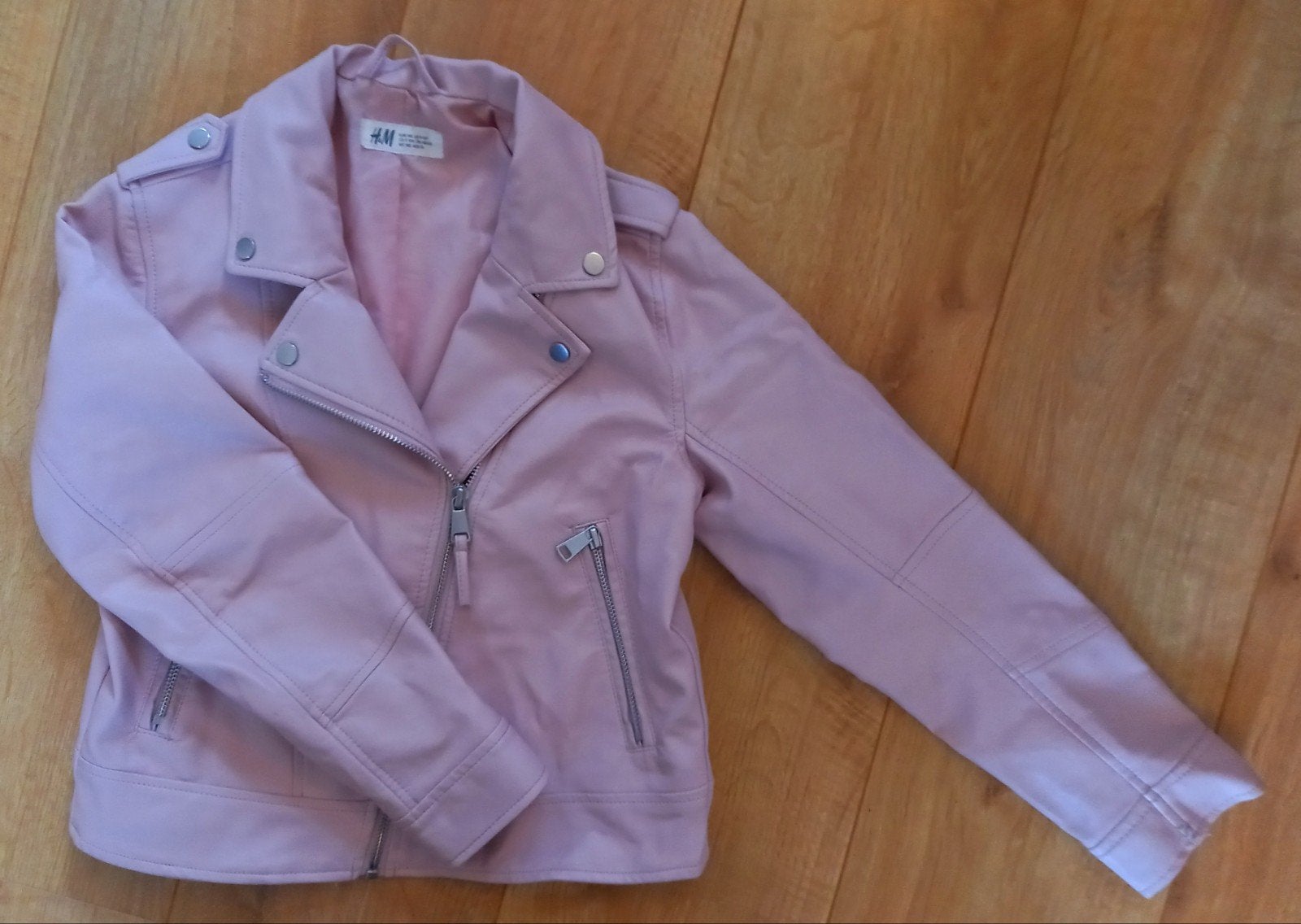H&M roze biker jack/jasje meisjes maat 140, Gebruikt, Meisje, H&M, Ophalen of Verzenden