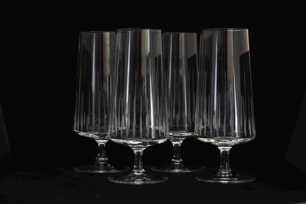 4 X Schott Zwiesel – Champagne fluid – Gegraveerd – Kristal, Ophalen of Verzenden, Gebruikt, Overige typen